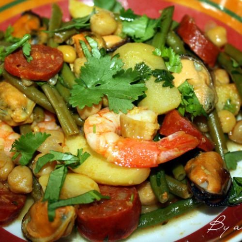 Poélée de pommes de terre aux moules et chorizo
