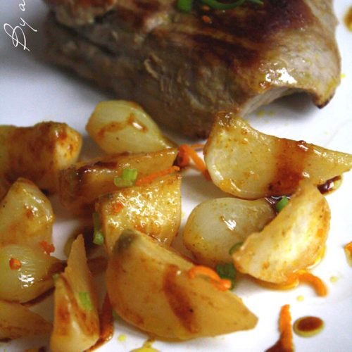 Navets glacés et noix de veau