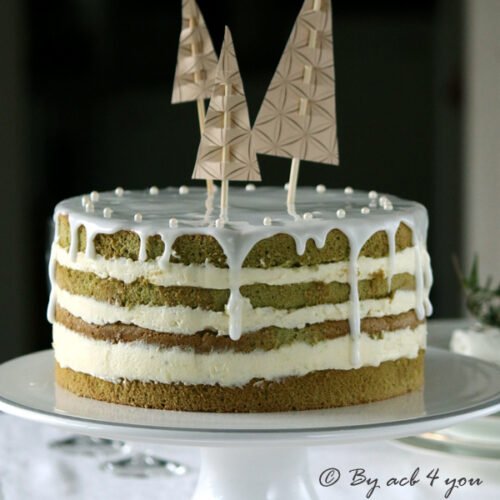 Naked cake matcha citron vert de Noël