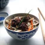 Soupe de Sômen et boulettes de bœuf cacahuète gingembre