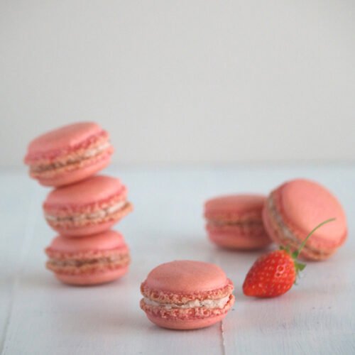 macarons à la fraise