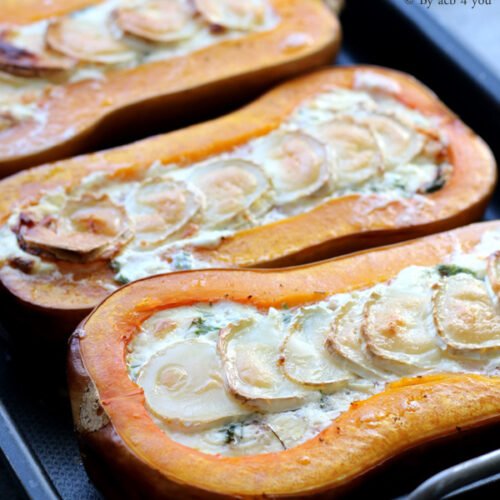 Courge butternut farcie au chèvre