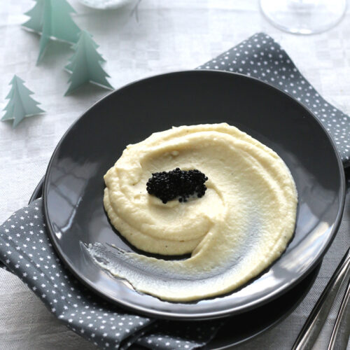 mousseline de panais, œufs fumés