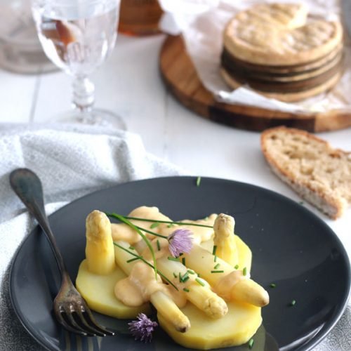 Asperges blanches au Livarot