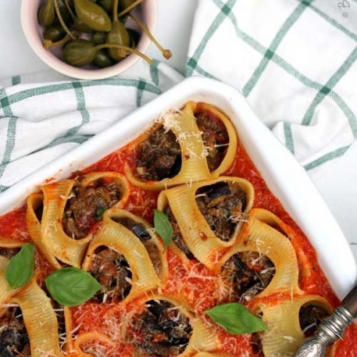 Lumaconi farcies à la caponata et basilic