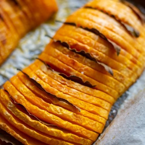 Courge butternut rôtie façon Hasselback