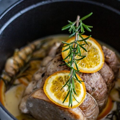 rôti de porc à l'orange et romarin