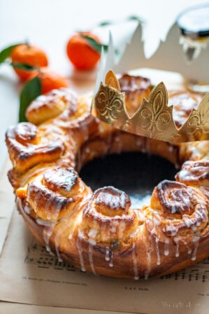brioche couronne des rois à la crème de calisson
