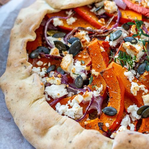 tarte rustique potimarron féta, pâte brisée à l'huile d'olive