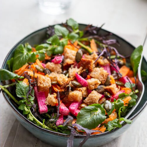 Salade de mesclun, carotte et radis