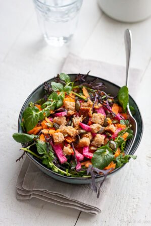 mesclun, carotte et radis