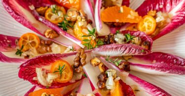 salade d'endives rouges aux agrumes et noix caramélisées