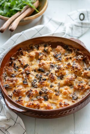 gratin de chou fleur, béchamel à la raclette