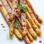 asperges caramélisées à l'orange et gingembre