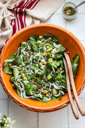 salade épinards, pois chiches et concombre