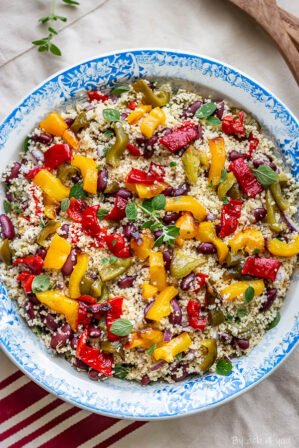 salade de haricots rouges et poivrons grillés à l'origan
