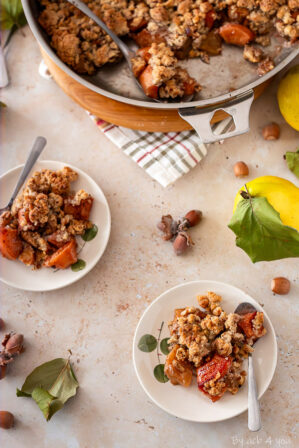 Crumble pomme coing noisette